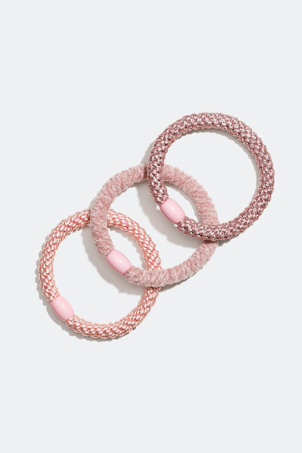 Punotut hiuslenkit, joissa on erilaisia hempeän vaaleanpunaisia sävyjä, 3 kpl/pakk