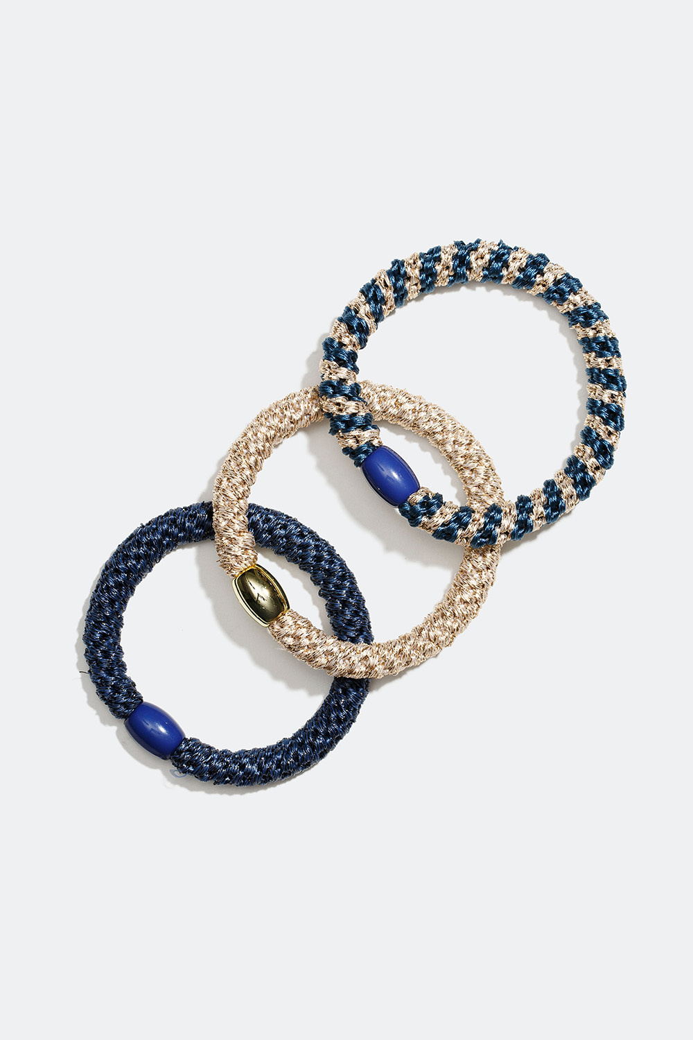 Punotut hiuslenkit, joissa on erilaisia sinisen ja kullan sävyjä 3 kpl/pakk