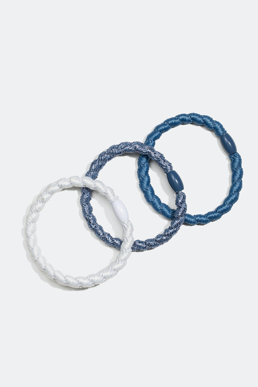 Kapeat, siniset ja valkoiset letitetyt hiuslenkit, 3 kpl