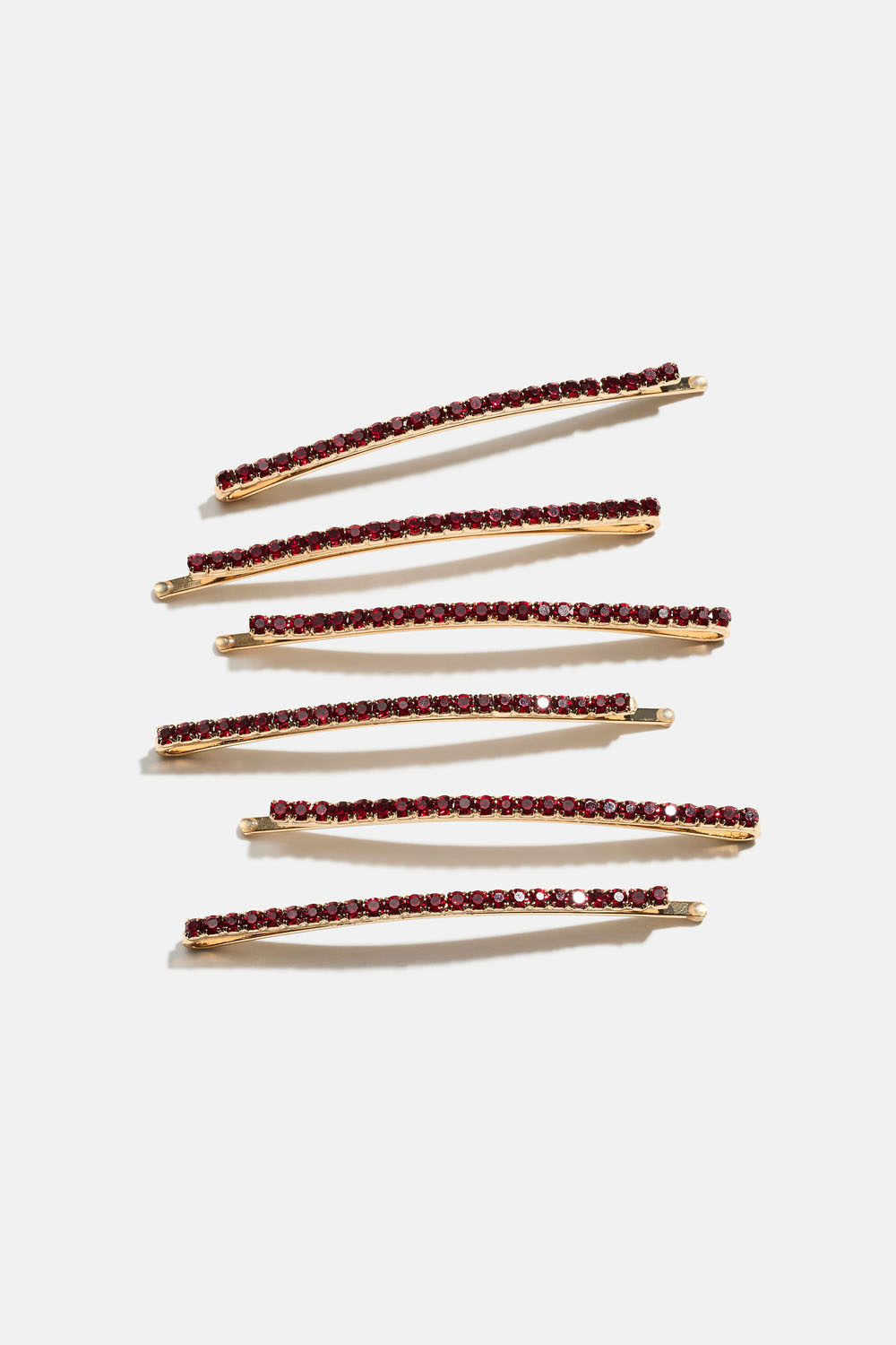 Hiussoljet, joissa punaisia strasseja, 6 kpl