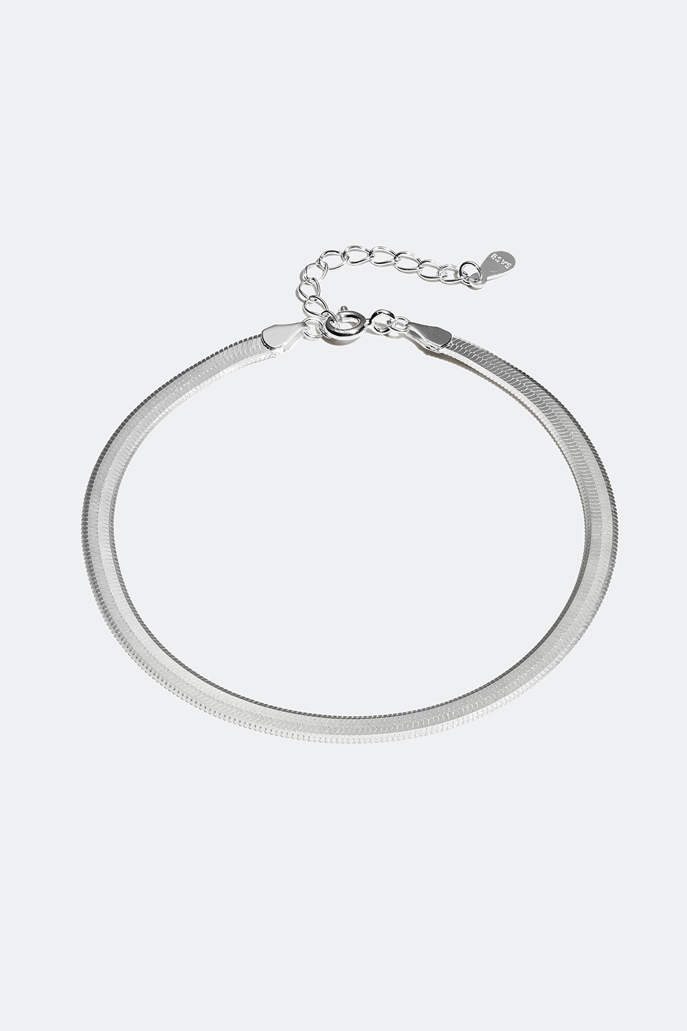 Litteä ketjurannekoru aitoa hopeaa