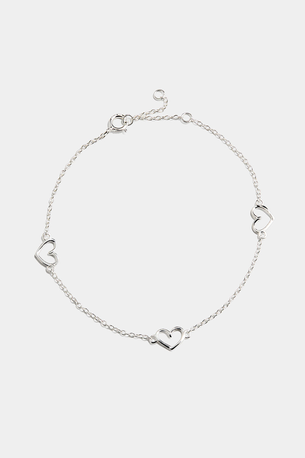 Rannekoru, jossa kolme sydäntä, aitoa hopeaa