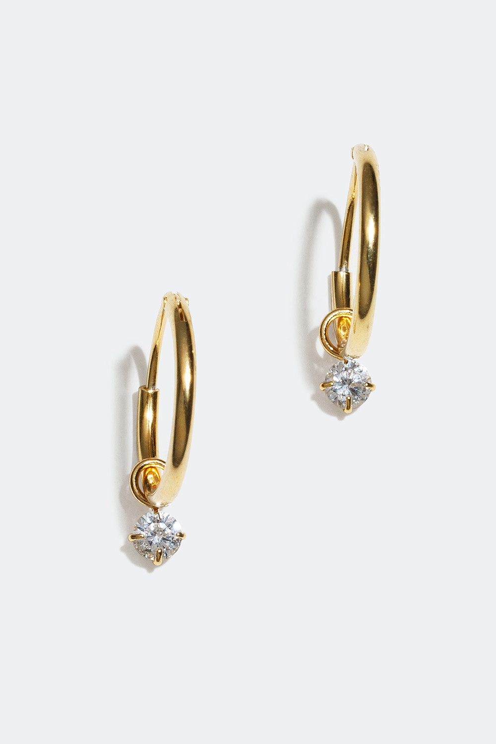 Korvarenkaat lasikivillä, 18 karaatin kultaus, 1 cm