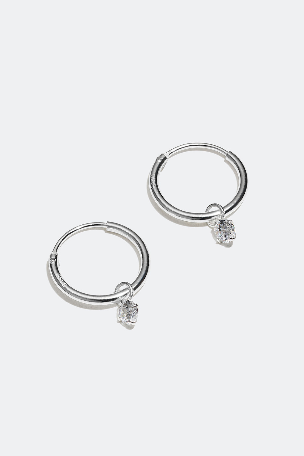 Korvarenkaat lasikivillä, aitoa hopeaa, 1 cm