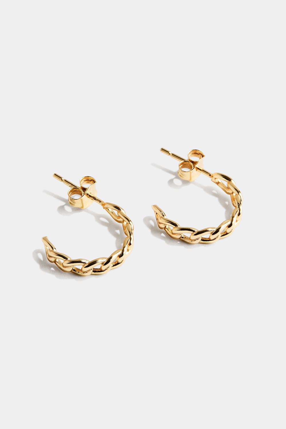 18 karaatin kullatut aidot hopeakorvarenkaat, joissa ketjumuotoilu