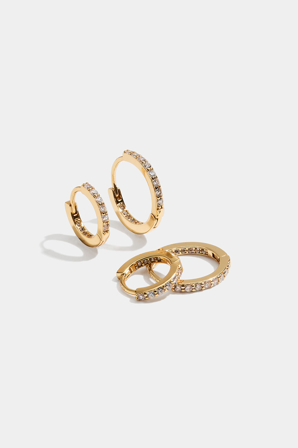 18K kullatut hopeakorvarenkaat Cubic zirkonia -kivillä, 2 paria