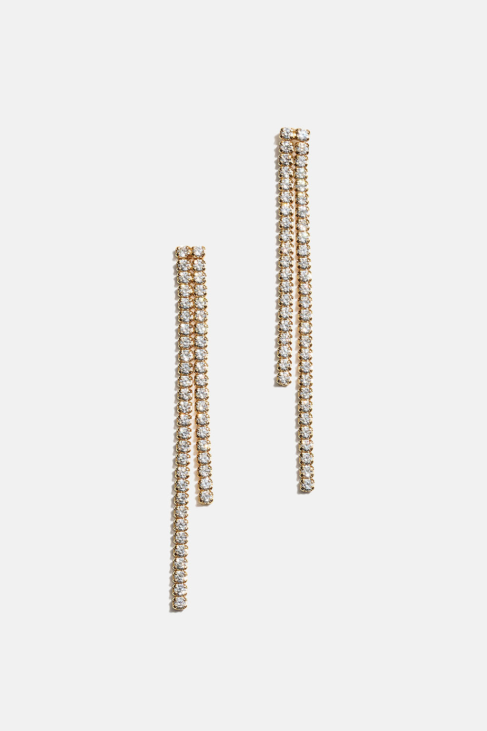 Aidot 18k kullalla kullatut hopeakorvakorut, joissa Cubic Zirconia -kivillä koristeltuja ketjuja