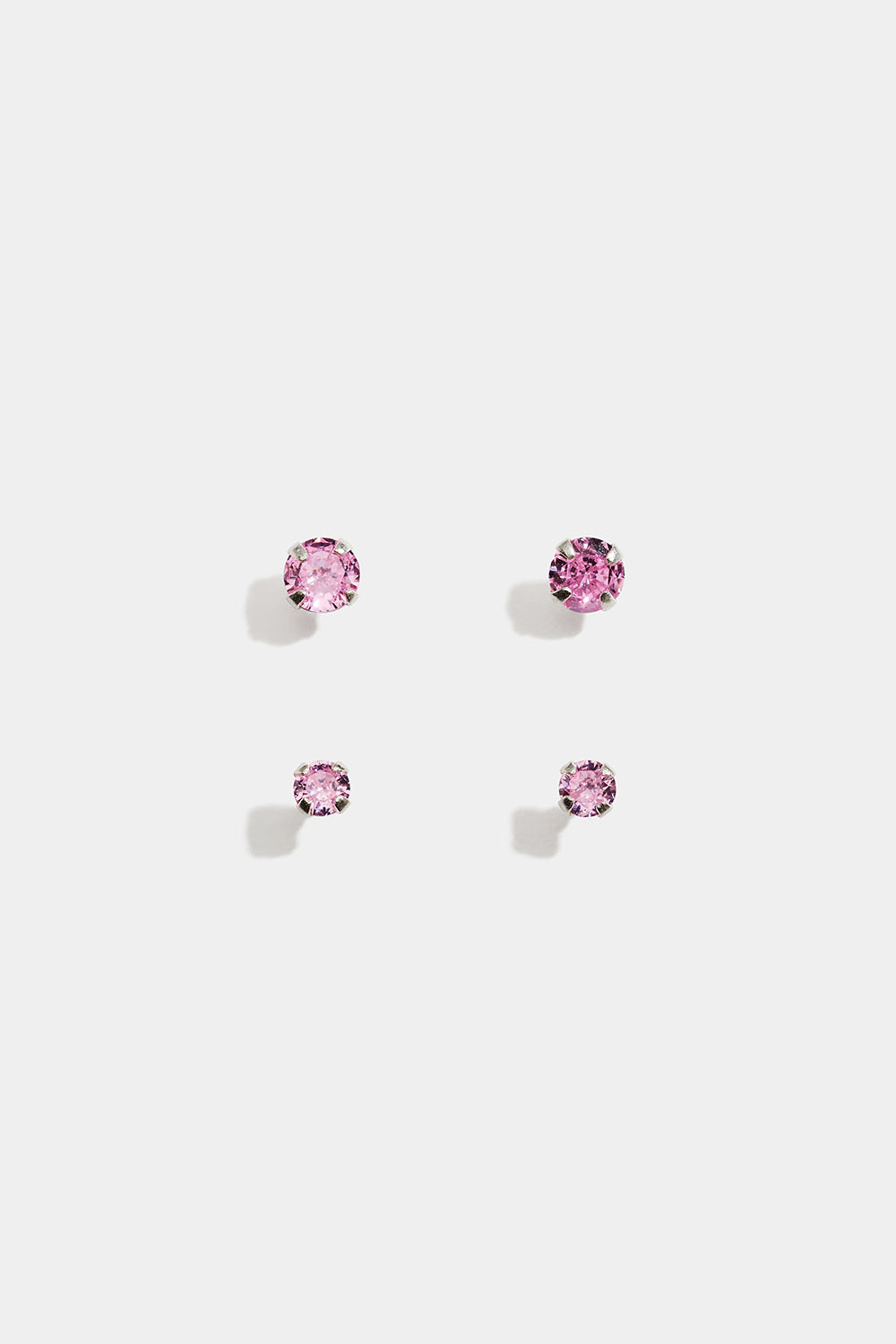 Pienet nappikorvakorut aidosta hopeasta Cubic zirconia -kivillä, 2 paria