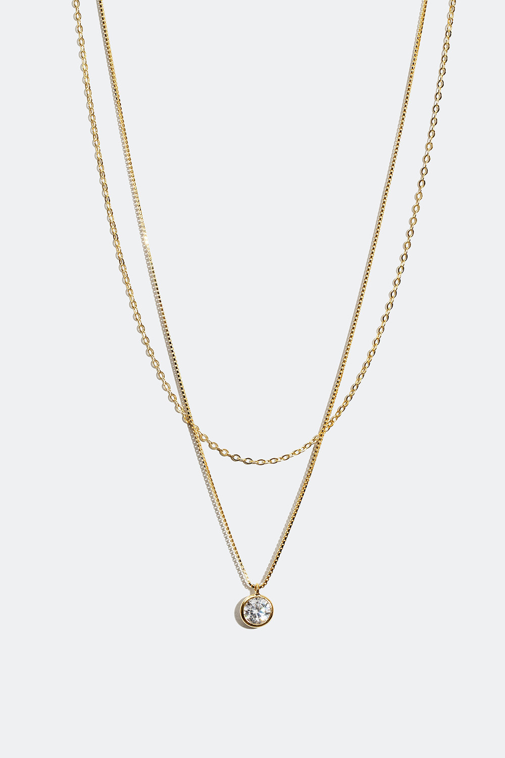 Kaksinkertainen kaulakoru, jossa on Cubic Zirconia ja 18k kultaus
