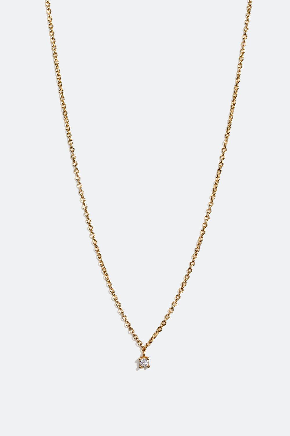 Ohut 18 karaatin kullattu aito hopeakaulakoru ja nappikorvakorut Cubic Zirconia -kivillä