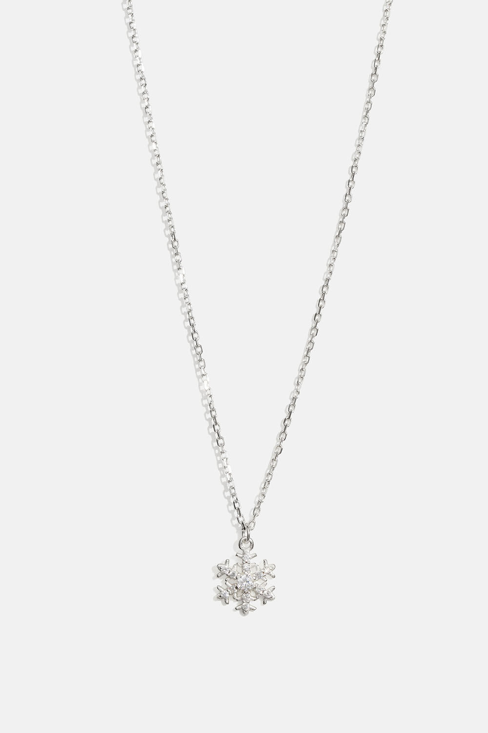 Aito hopeakaulakoru, jossa lumihiutale ja Cubic zirconia -kiviä