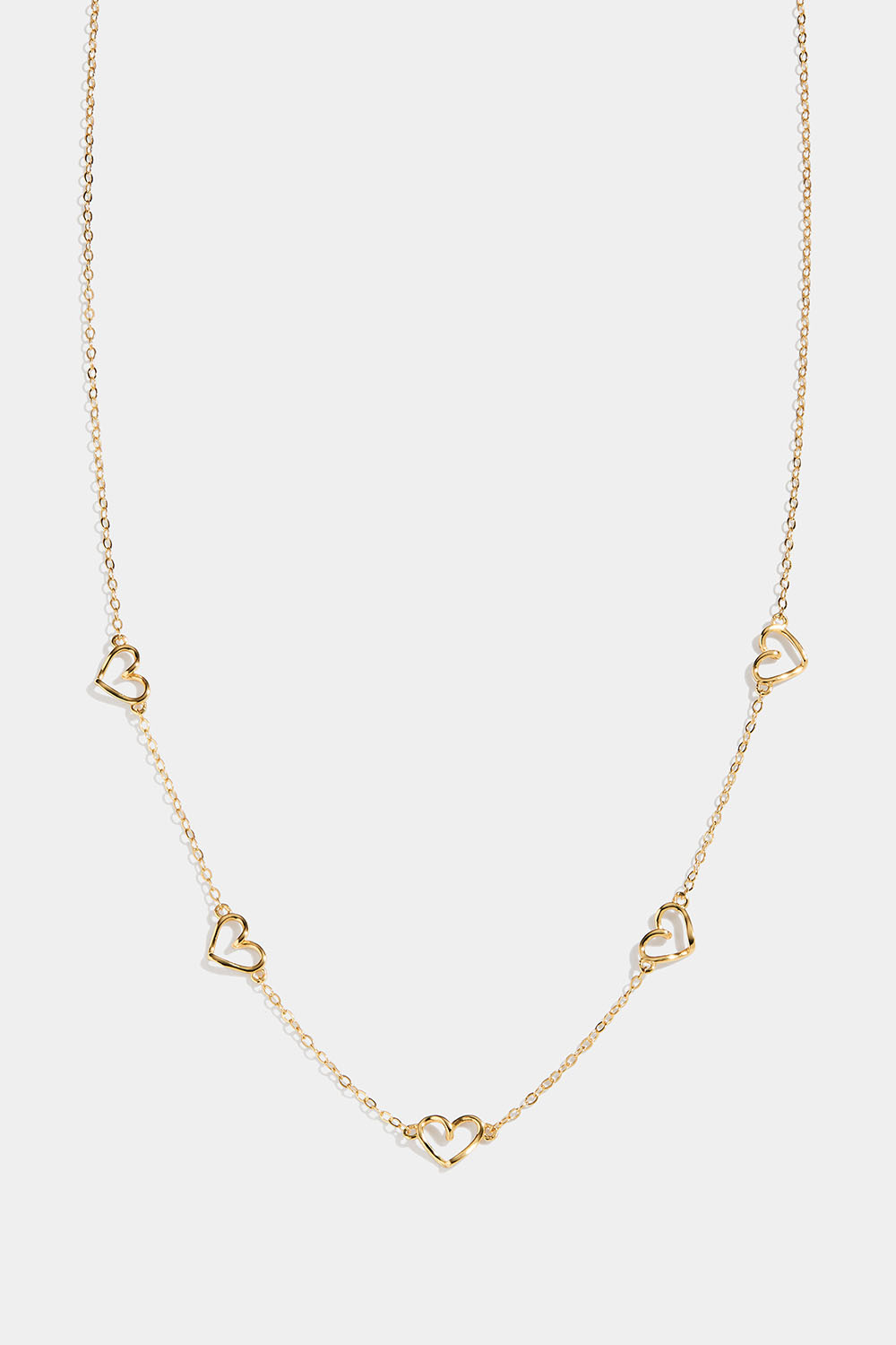 18k kullatusta hopeasta valmistettu kaulakoru, jossa on viisi sydäntä