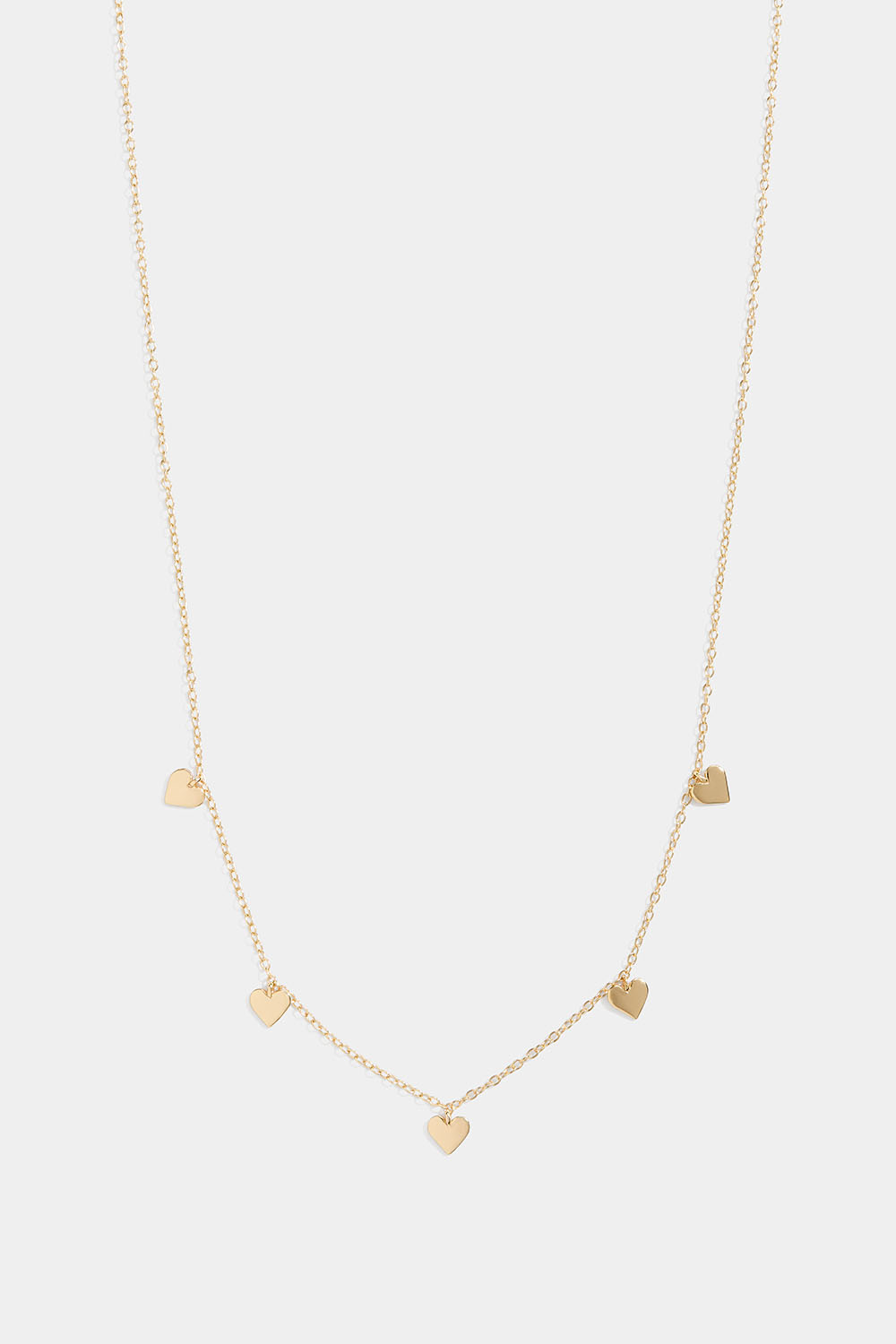 18k kullattu kaulakoru, jossa riippuvia sydämiä