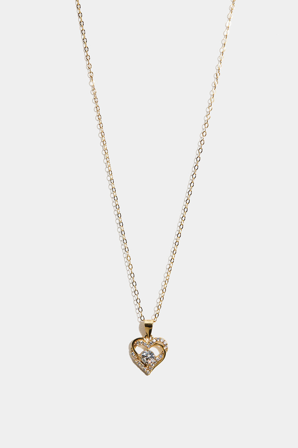 18k kullatusta hopeasta valmistettu kaulakoru, jossa on tuplasydän