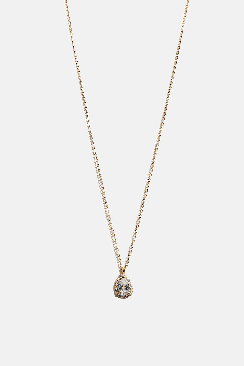 Aito 18k kullattu hopeakaulaketju, jossa Cubic zirconia -riipus