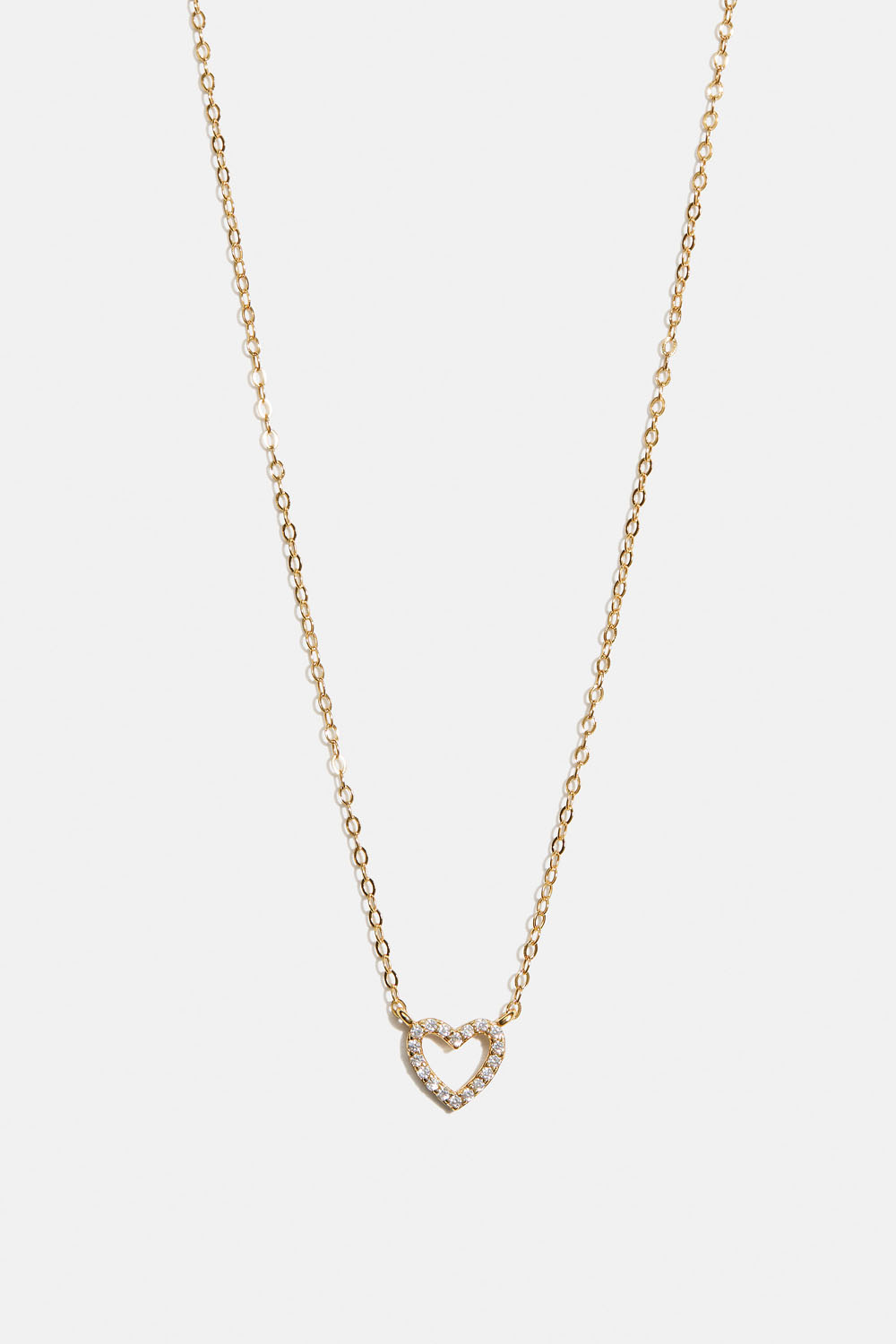 Aidosta 18k kullatusta hopeasta valmistettu kaulakoru, jossa sydänriipus ja Cubic zirconia -kiviä