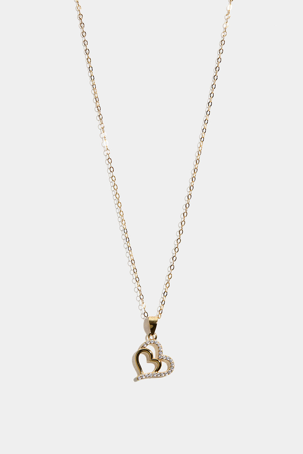 Aidosta 18k kullatusta hopeasta valmistettu kaulakoru, jossa yuplasydän ja Cubic Zirconia -kiviä