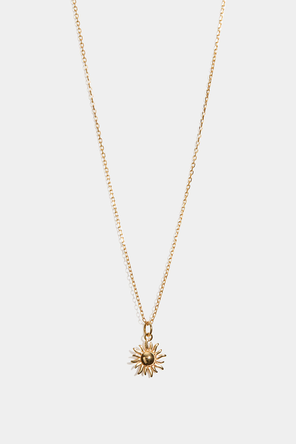 18k kullalla kullattu aito hopeakaulakoru, jossa on aurinkoriipus