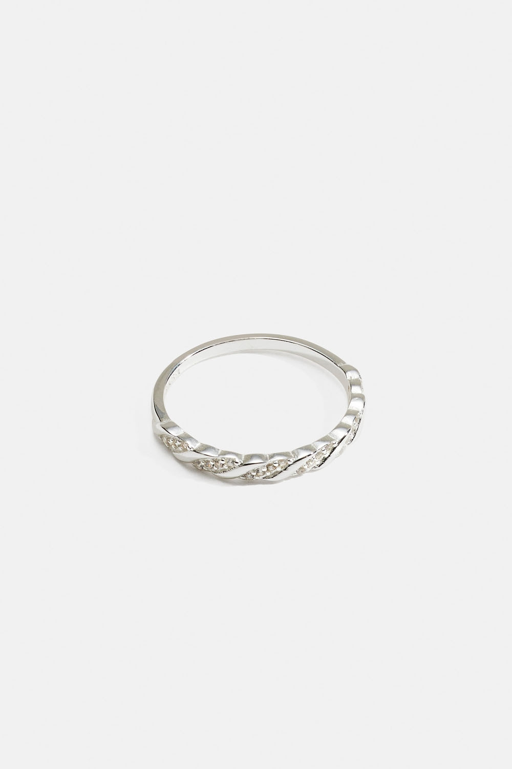 Kierretty sormus aitoa hopeaa Cubic zirconia -kivillä
